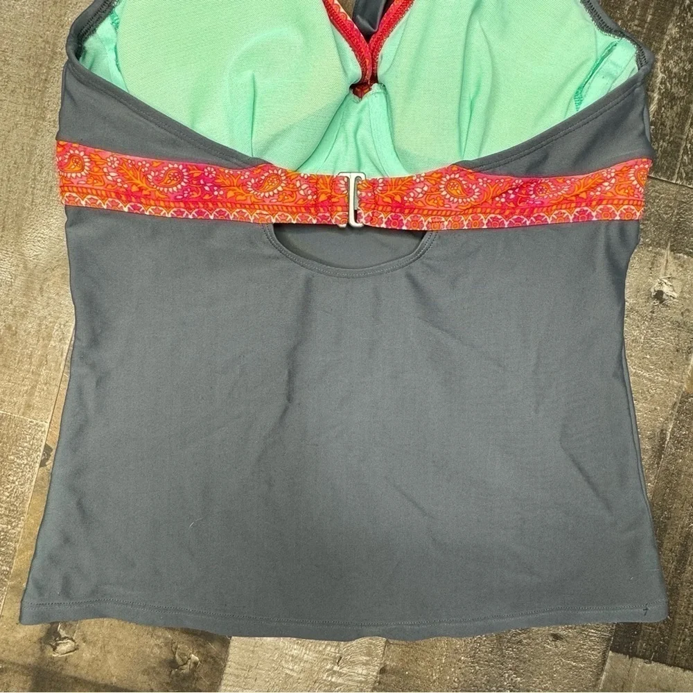 Athleta Ventana Boho Paisley Tiki Halter Bra TopTankini 34B/C Tall